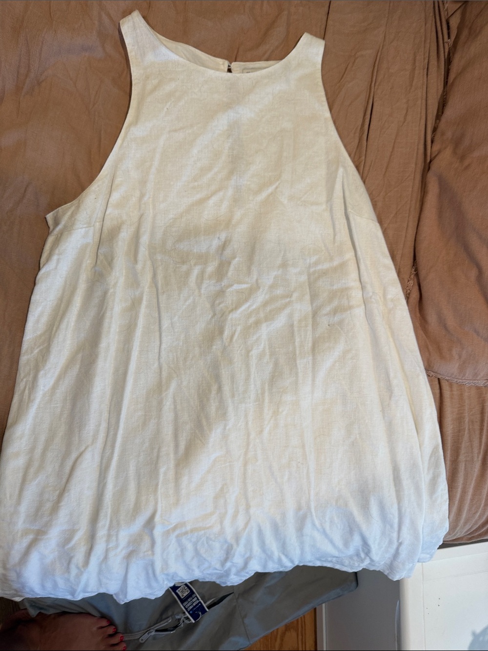 Abercrombie & Fitch White Linen-Blend Mini Dress